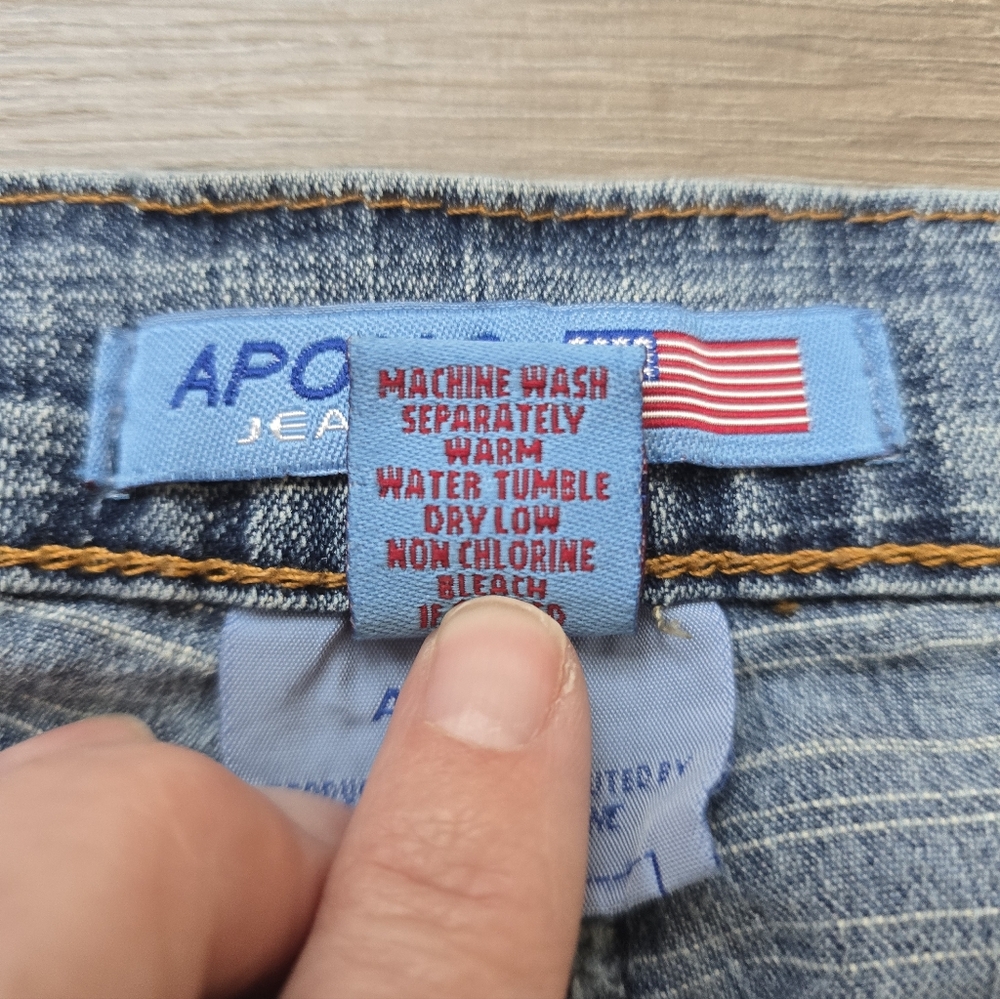 Y2K Apollo Jeans Straight Leg Capri Lowrise Front Pockets Button Detail Sz 11/12 - Picture 7 of 10